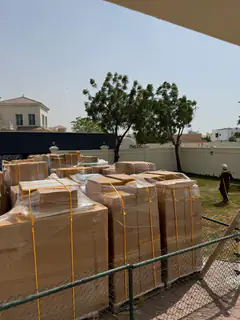 A staged household consignment seen from the villa gate